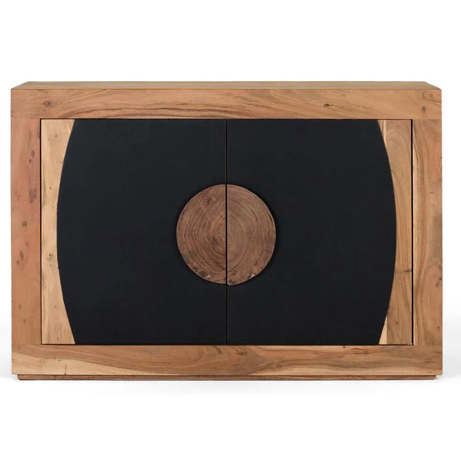Wohnen Design Kommode in Natur und Schwarz - Lugano