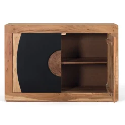 Wohnen Design Kommode in Natur und Schwarz - Lugano