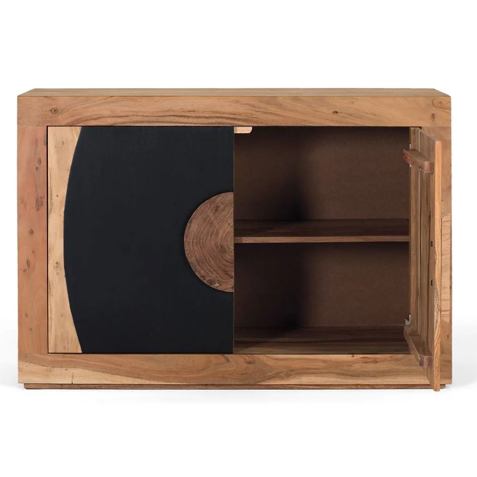 Wohnen Design Kommode in Natur und Schwarz - Lugano