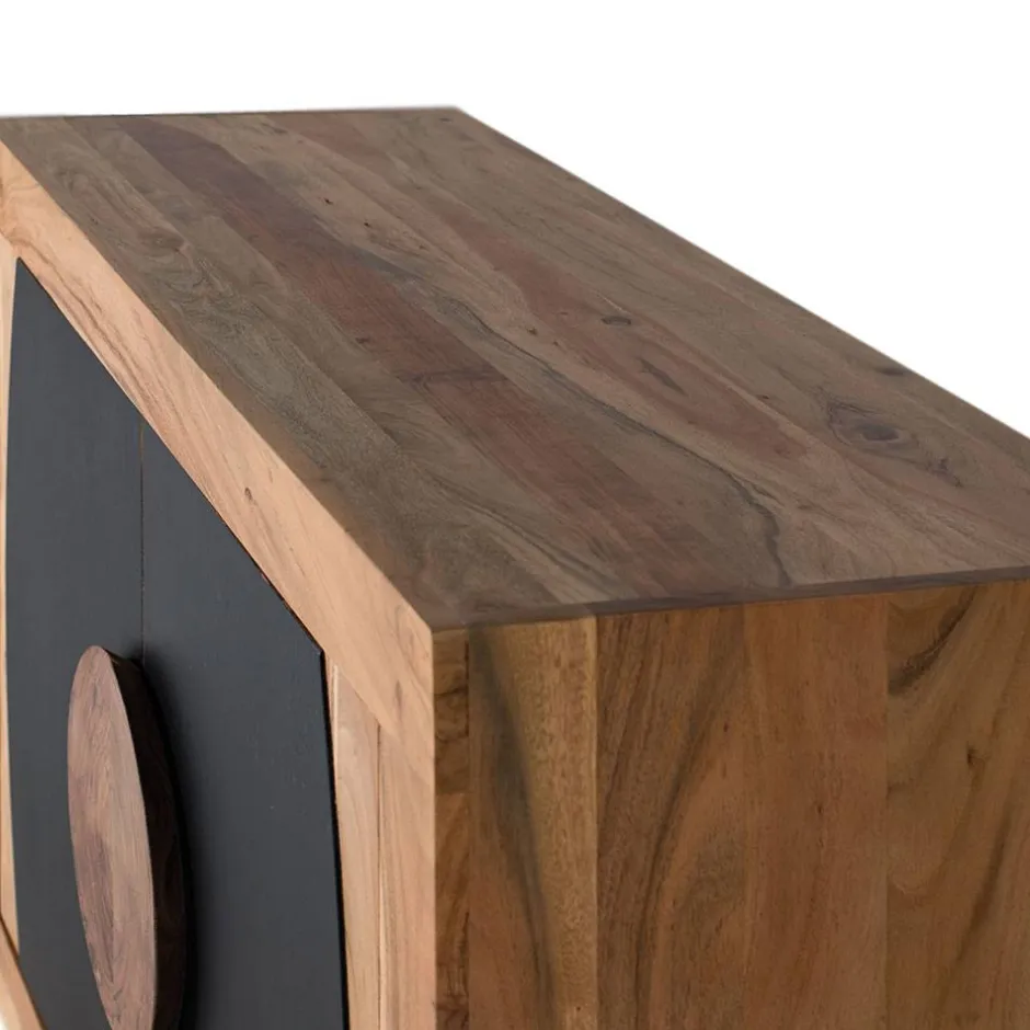 Wohnen Design Kommode in Natur und Schwarz - Lugano