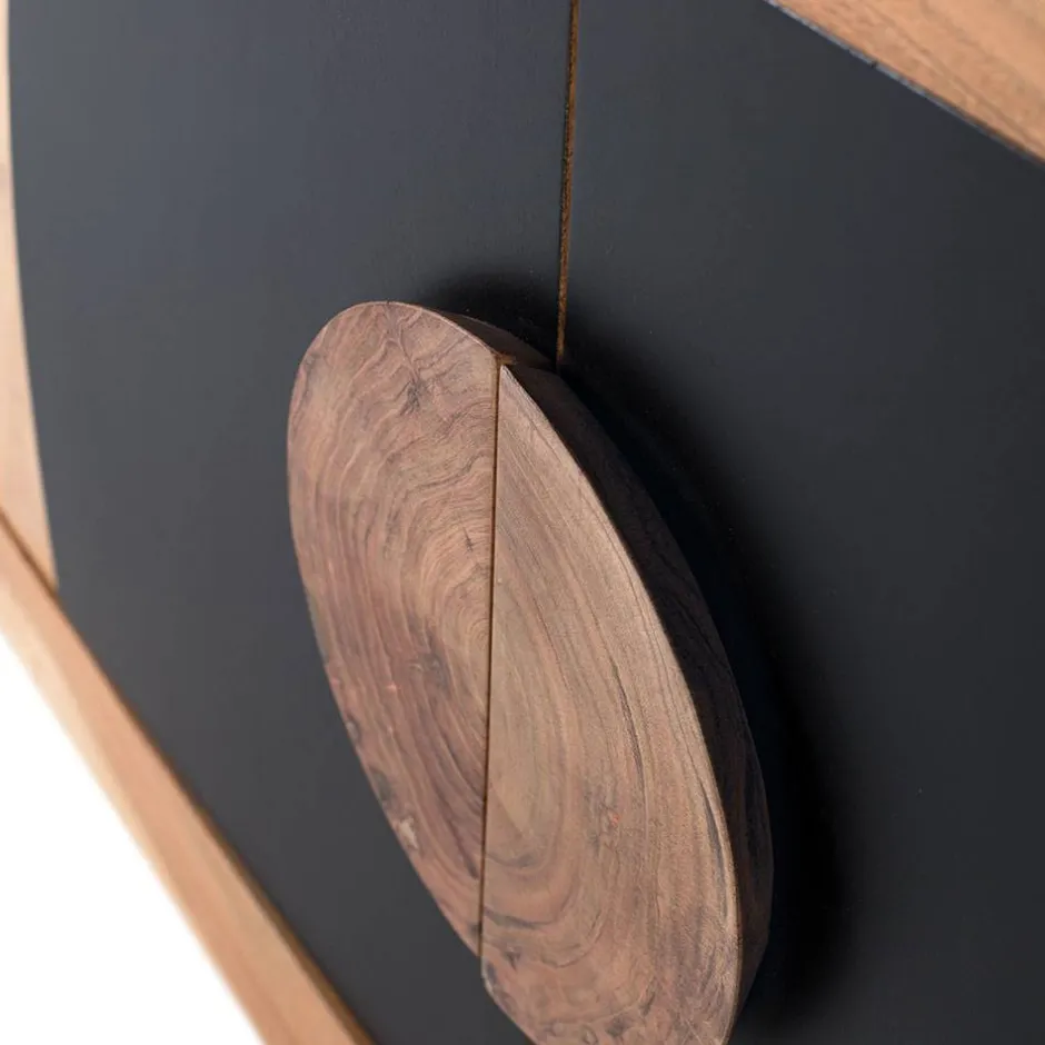 Wohnen Design Kommode in Natur und Schwarz - Lugano