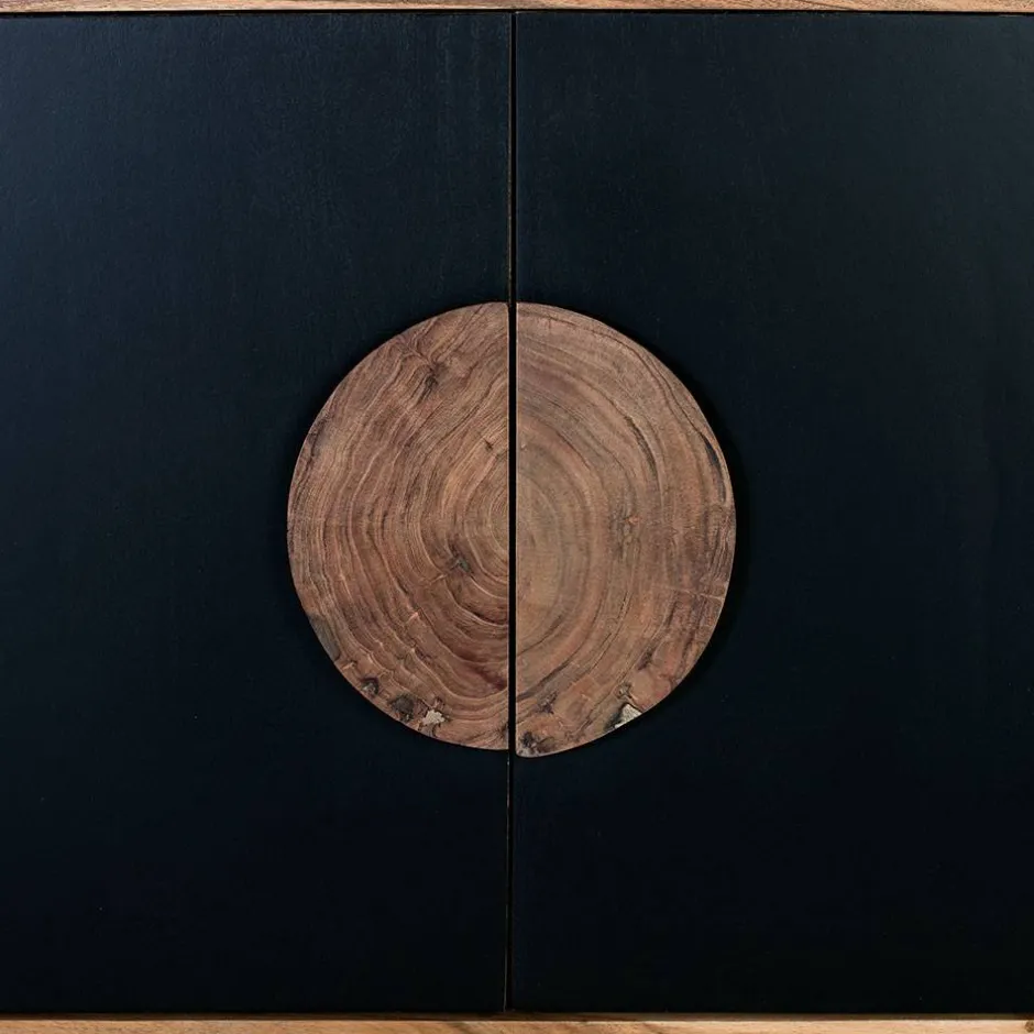 Wohnen Design Kommode in Natur und Schwarz - Lugano