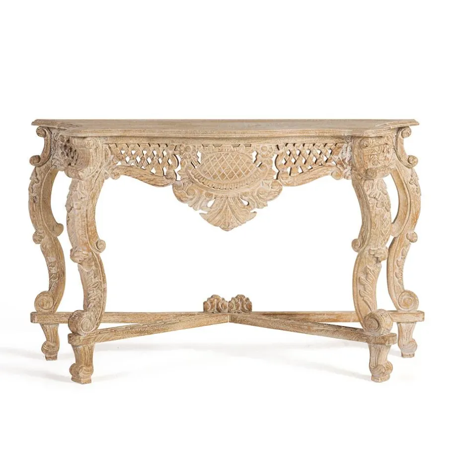 Wohnen Design Konsolentisch in Mangoholz White Wash - Chiety