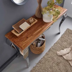 Wohnen Design Konsolentisch mit glänzendem Metallgestell - Jaglyn