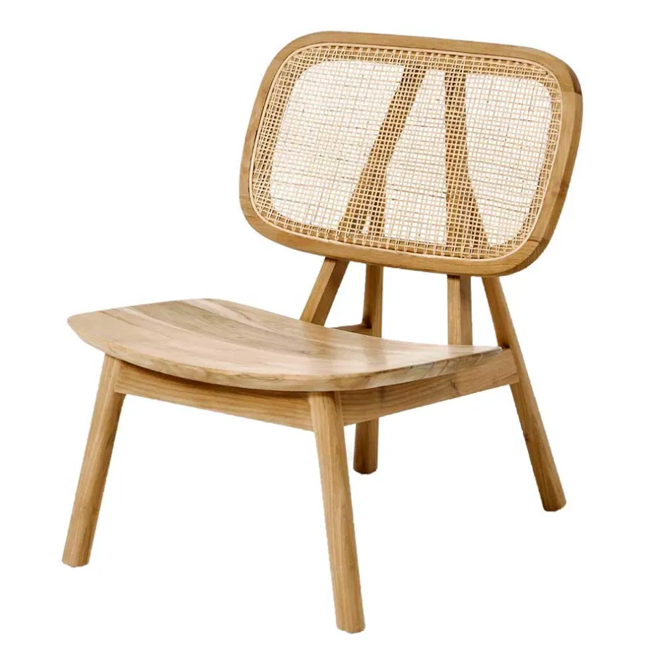 Wohnen Design Loungestuhl aus Rattan & Teak - Plataya