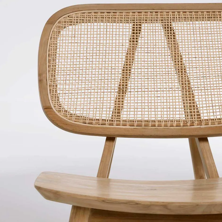 Wohnen Design Loungestuhl aus Rattan & Teak - Plataya