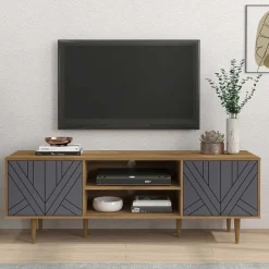 Design Lowboard für TV in Grau & Natur - Ascolano^Wohnen Discount