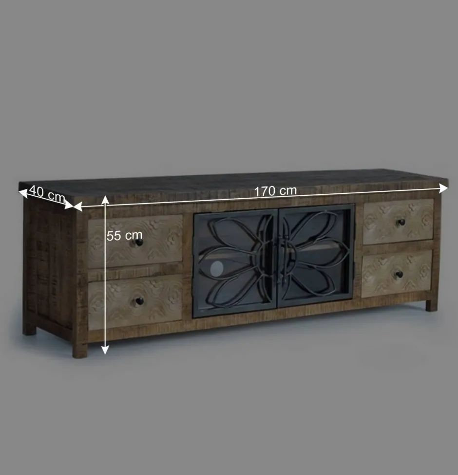 Design Lowboard mit Glas Metalltüren - Everton^Wohnen New