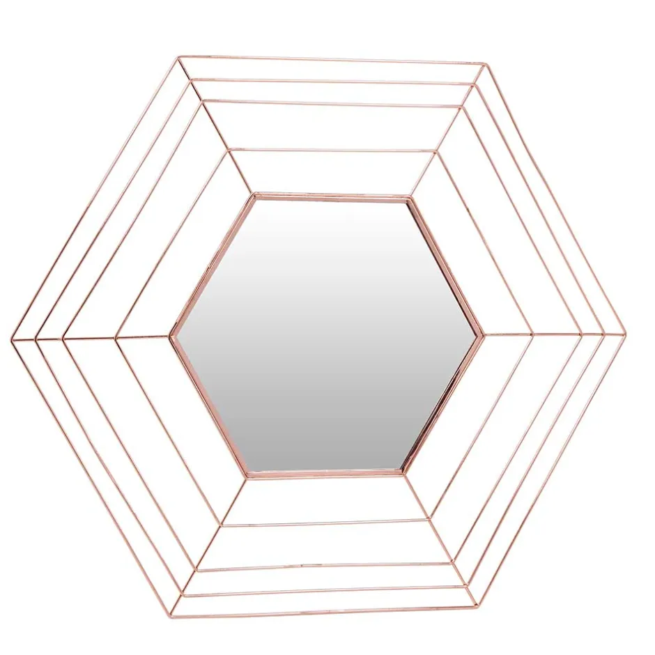 Wohnen Design Metall Spiegel in Kupferfarben - Monika