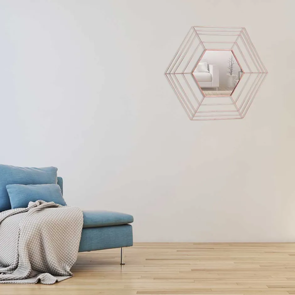 Wohnen Design Metall Spiegel in Kupferfarben - Monika