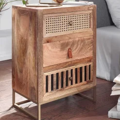 Wohnen Design Nachtkommode aus Holz & Rattan - Kanados