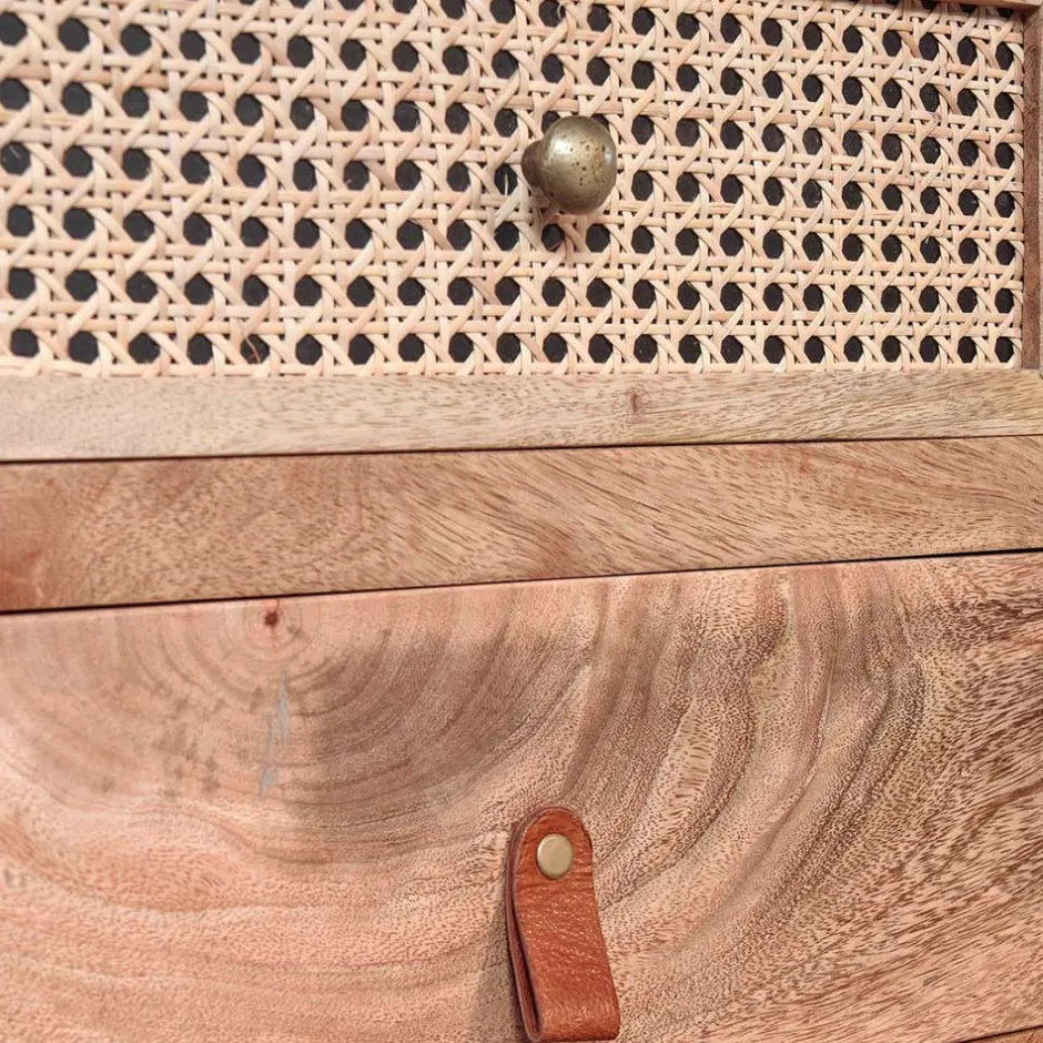 Wohnen Design Nachtkommode aus Holz & Rattan - Kanados