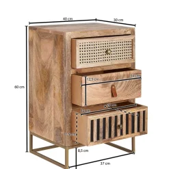 Wohnen Design Nachtkommode aus Holz & Rattan - Kanados