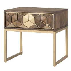 Design Nachtkommode in Walnuss Braun und Gold - Feregato^Wohnen Sale