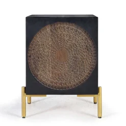 Wohnen Design Nachtschrank mit Mandala Schnitzerei - Synessa