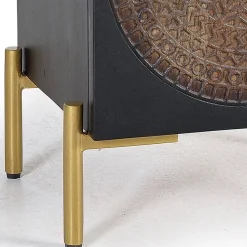 Wohnen Design Nachtschrank mit Mandala Schnitzerei - Synessa