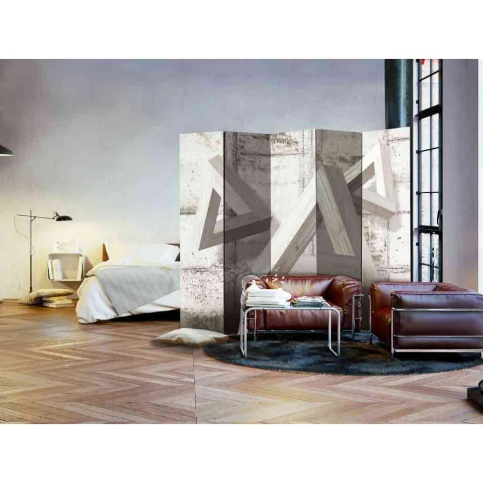 Wohnen Design Paravent Raumteiler in Grau - Reminon