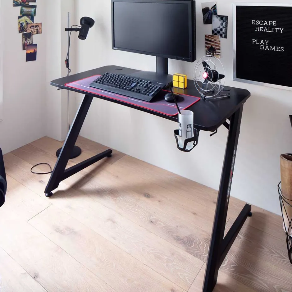 Wohnen Design PC Computertisch in Schwarz - Aribert