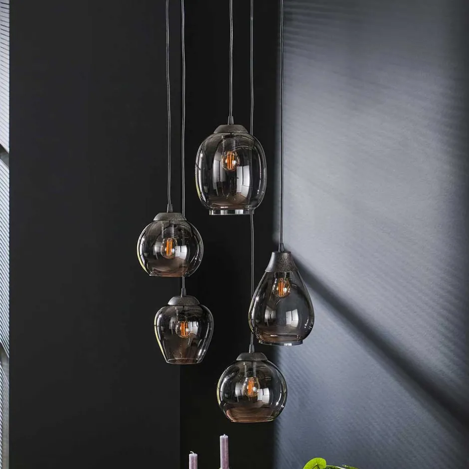 Design Pendelleuchte mit Chromglas Schirmen - Ampiano^Wohnen Clearance