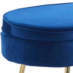 Design Polsterbank in Blau Samt & Gold Metall - Dotagon^Wohnen Best