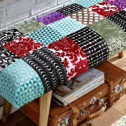 Design Polsterbank mit Samt Patchwork Bezug - Clarisa^Wohnen New