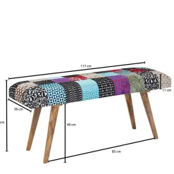 Design Polsterbank mit Samt Patchwork Bezug - Clarisa^Wohnen New