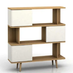 Wohnen Design Scandi Standregal mit 3 Türen - Jendren I