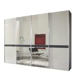 Design Schrank mit Spiegel & Glas Front Hellgrau - Capolyna^Wohnen Online