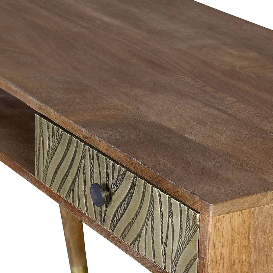 Kinder Wohnen Design Schreibtisch aus Mangoholz und Metall - Filurina