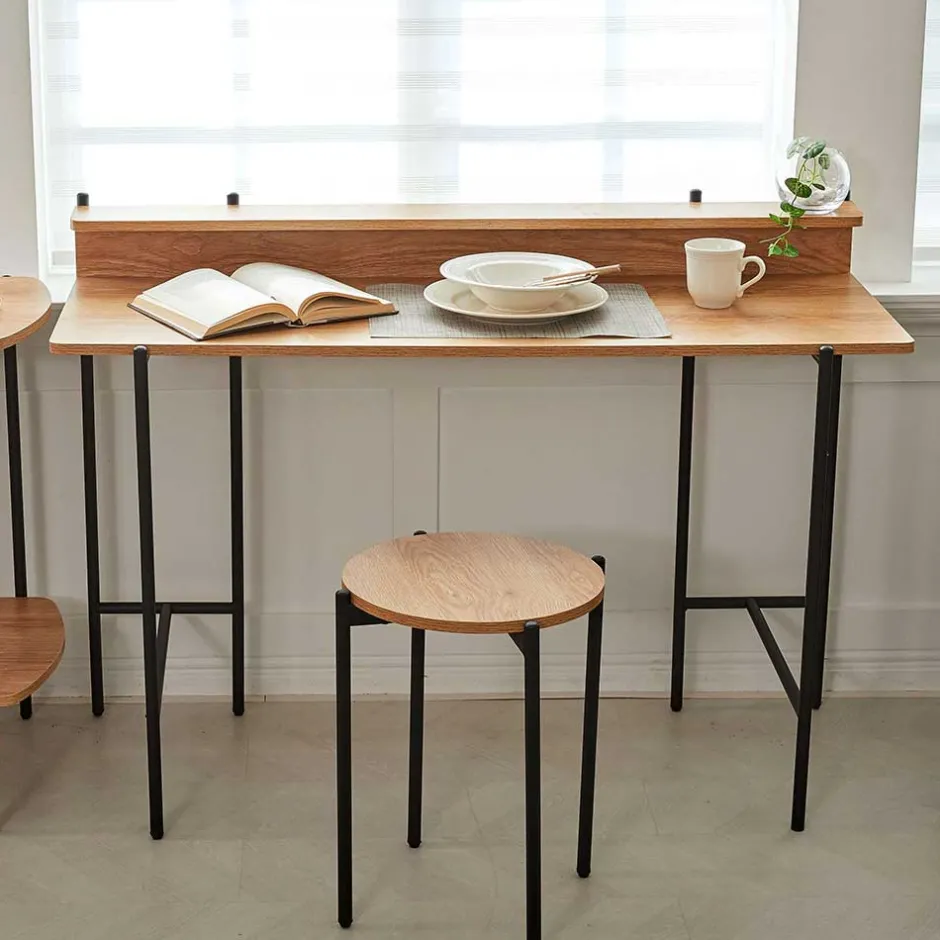 Wohnen Design Schreibtisch in Akazie Optik & Schwarz - Charme