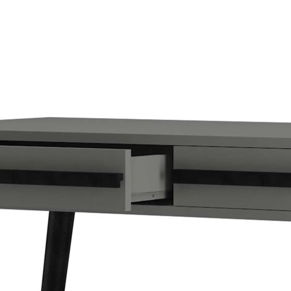 Kinder Wohnen Design Schreibtisch in Grau mit Schwarz - Pavias