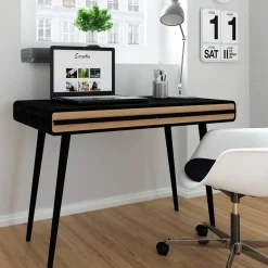 Design Schreibtisch in Schwarz mit Eiche - Diadani^Wohnen Sale