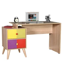 Design Schreibtisch in Sonoma-Eiche & Bunt - Reddnas^Wohnen New