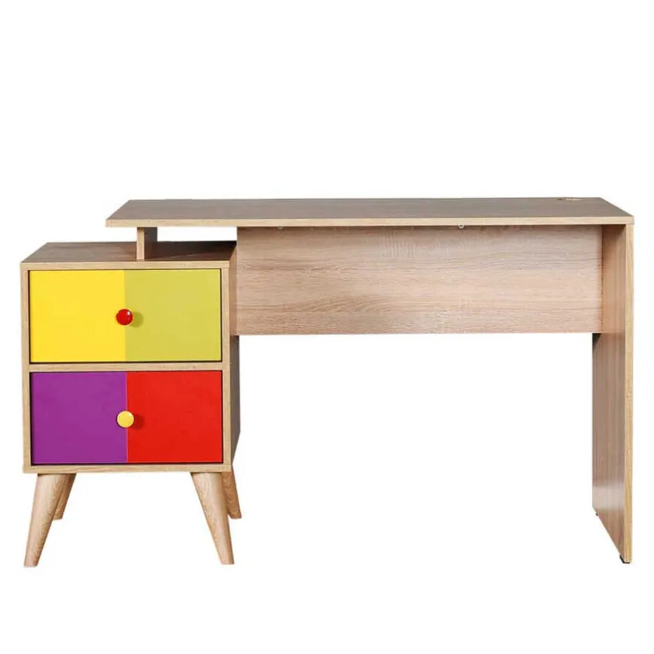 Design Schreibtisch in Sonoma-Eiche & Bunt - Reddnas^Wohnen New