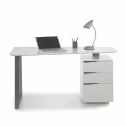 Design Schreibtisch in Weiß 150x67 cm Velino mit 3 Schubladen^Wohnen Best