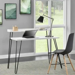 Design Schreibtisch mit Aufsatz in Weiß - Prasido^Wohnen Discount