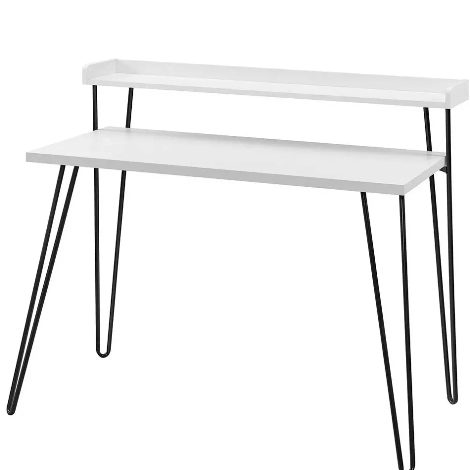 Design Schreibtisch mit Aufsatz in Weiß - Prasido^Wohnen Discount