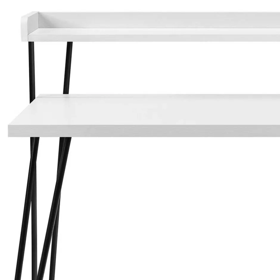 Design Schreibtisch mit Aufsatz in Weiß - Prasido^Wohnen Discount