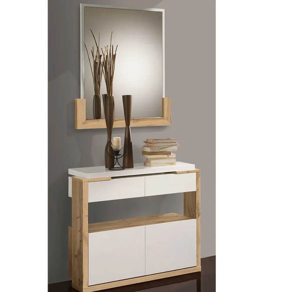 Wohnen Design Schuhkommode & Spiegel Set - Ryus (zweiteilig)