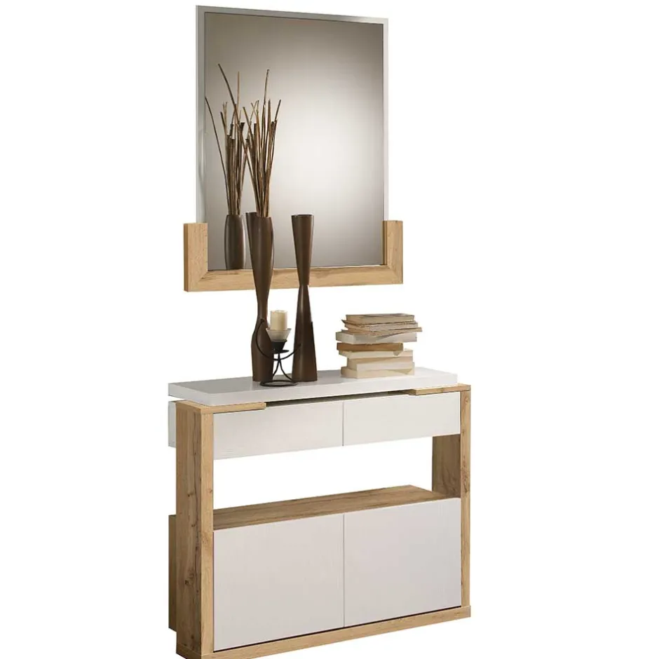 Wohnen Design Schuhkommode & Spiegel Set - Ryus (zweiteilig)