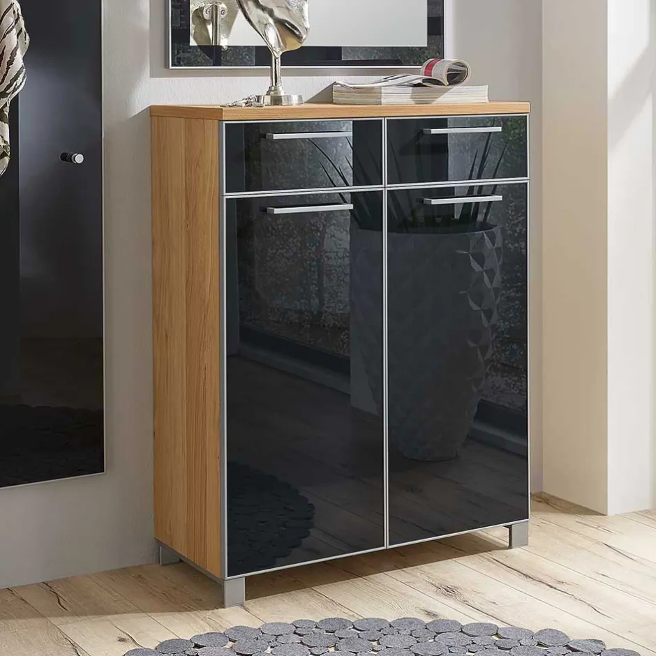 Design Schuhschrank Lalaika in Eiche Bianco Anthrazit^Wohnen Hot