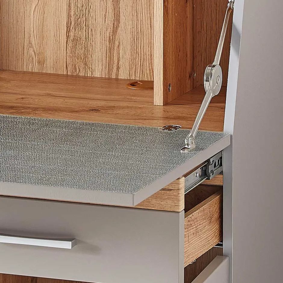 Wohnen Design Sekretär in Grau & Eiche NB - Zella