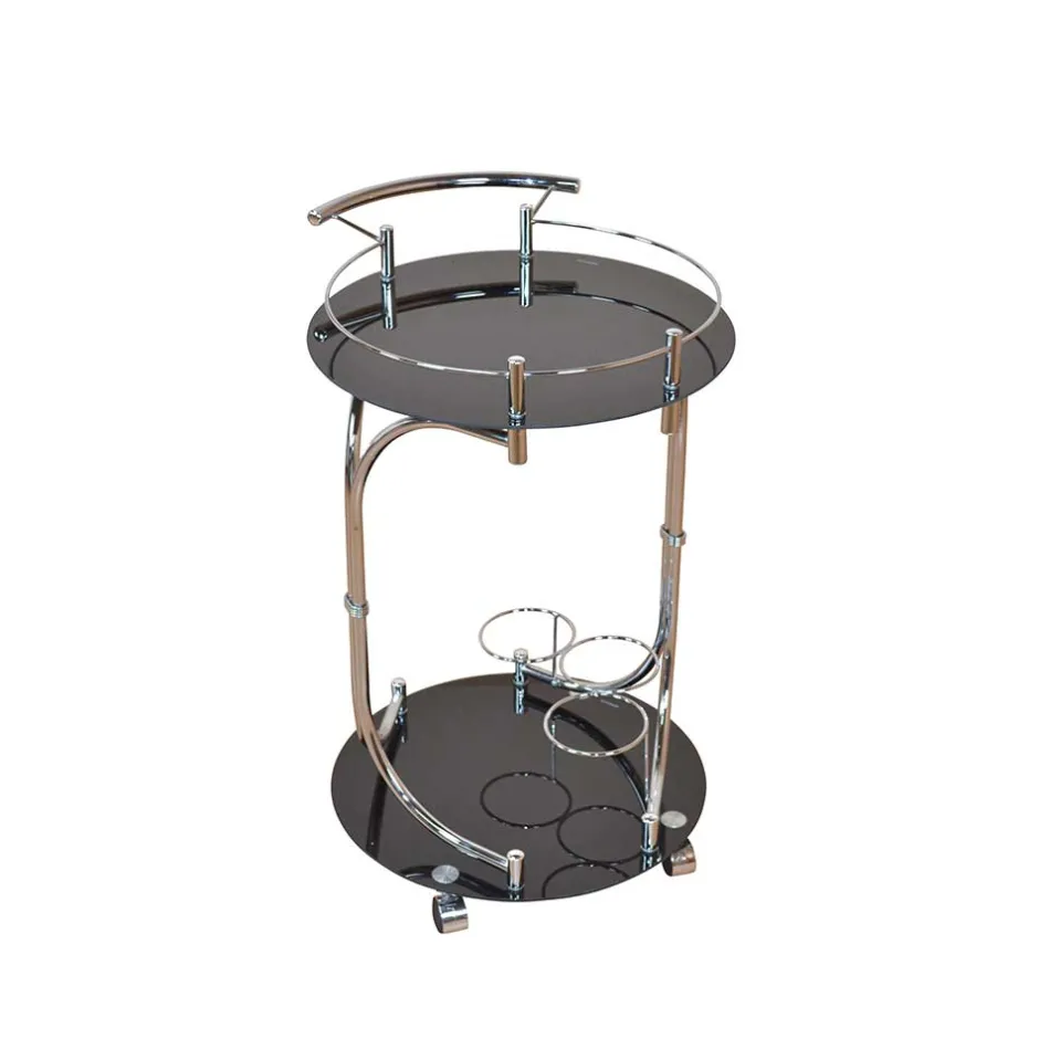 Wohnen Design Servierwagen Basilico in Schwarz Chrom