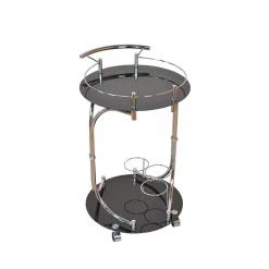 Wohnen Design Servierwagen Basilico in Schwarz Chrom