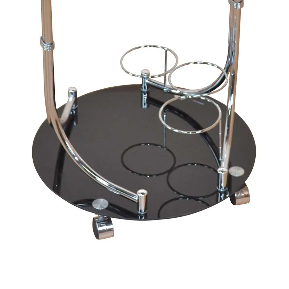 Wohnen Design Servierwagen Basilico in Schwarz Chrom