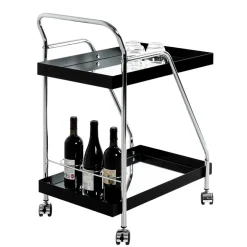 Design Servierwagen mit zwei Spiegelglas Ablagen - Asticia^Wohnen Outlet