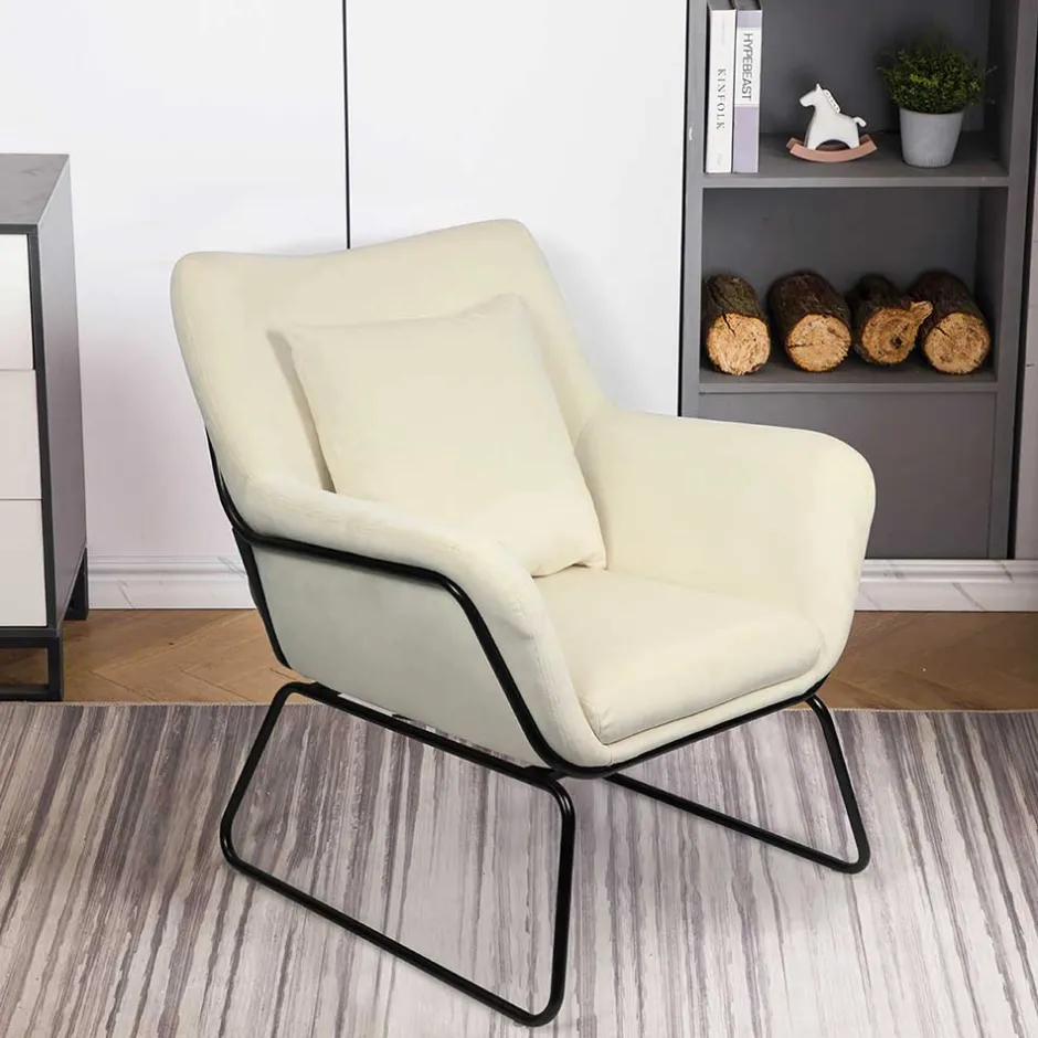 Wohnen Design Sessel in Beige & Schwarz - Culagan