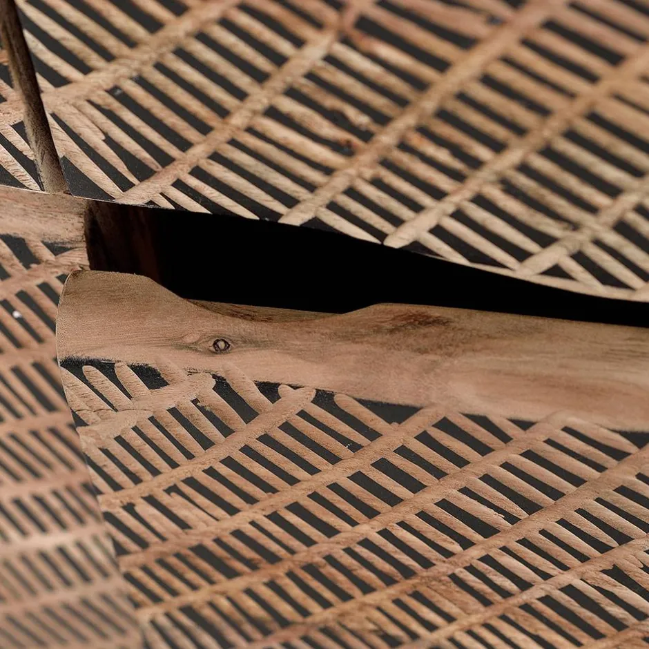 Design Sideboard aus Akazienholz mit Schnitzerei - Merlan^Wohnen Outlet