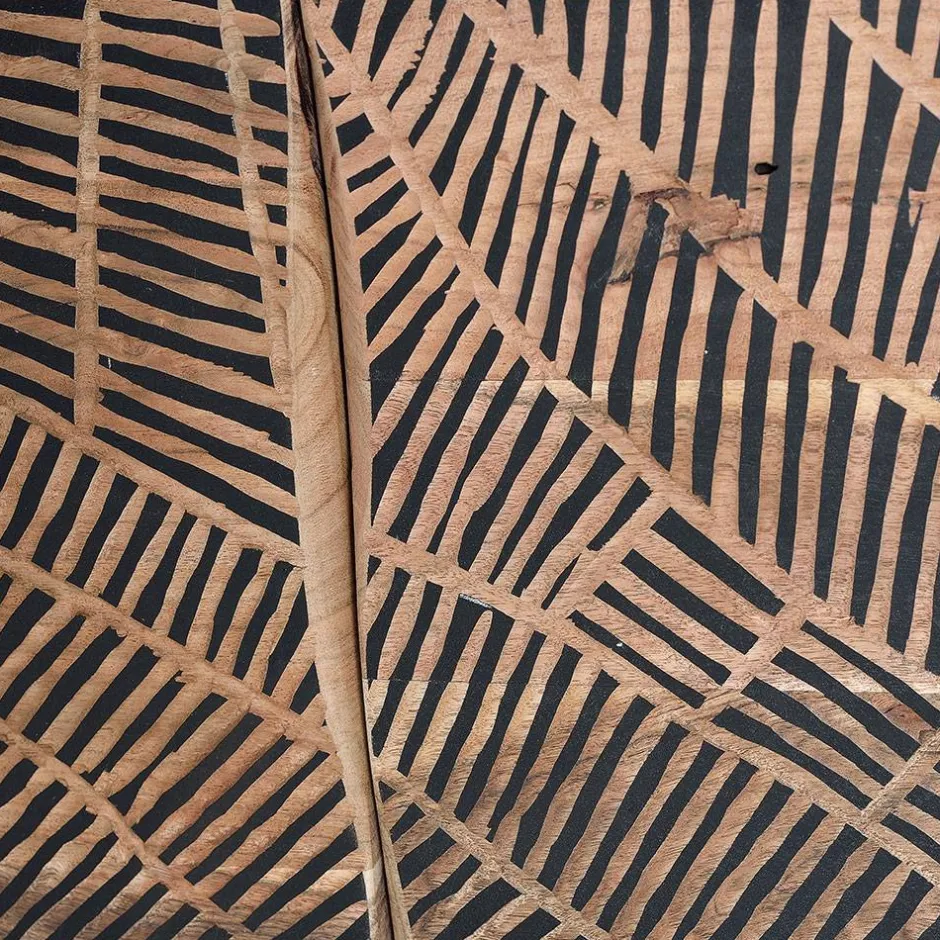 Design Sideboard aus Akazienholz mit Schnitzerei - Merlan^Wohnen Outlet