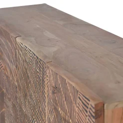 Design Sideboard aus Akazienholz mit Schnitzerei - Merlan^Wohnen Outlet